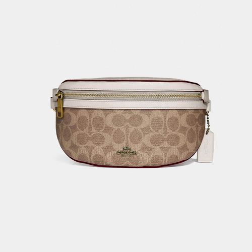 COACH Belt Bag In Signature Canvas - Brass/Tan Chalk