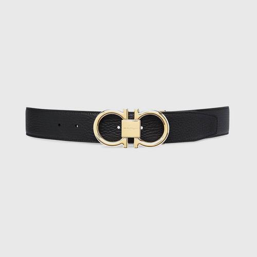 FERRAGAMO Reversible and adjustable Gancini belt Black/Cocoa size 115