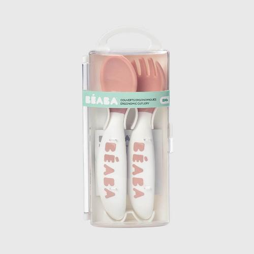 BEABA  FORK AND SPOON-VINTAGE PINK