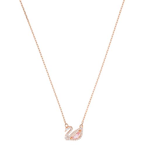 施华洛世奇DAZZLING SWAN 项链, 彩色设计, 镀玫瑰金色调 颜色: 粉红色 长度: 38 厘米
