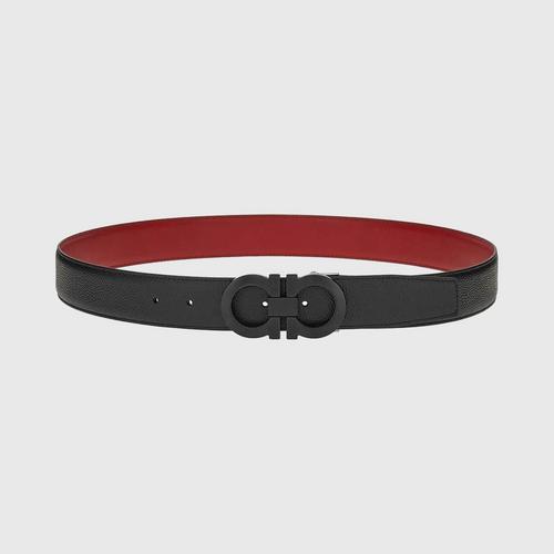 FERRAGAMO Reversible and adjustable Gancini belt Black/Red size 115