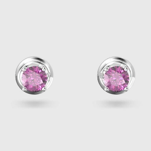 施华洛世 SWAROVSKI Stilla stud earrings Round cut, Purple, Rhodium plated