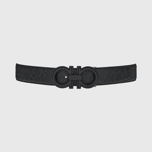 FERRAGAMO Reversible and adjustable Gancini belt Black/Denim size 100