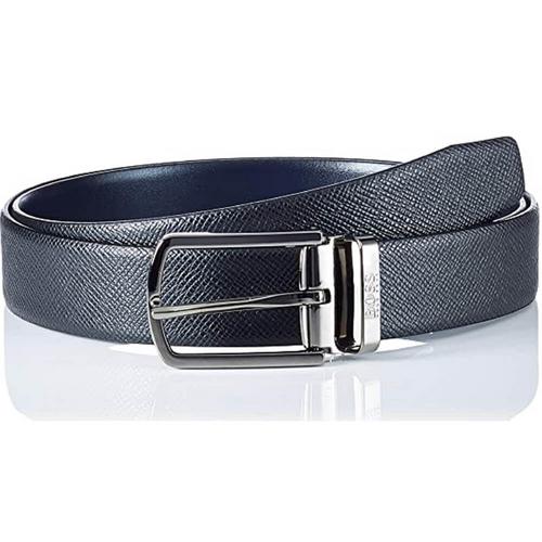 HUGO BOSS Leather Belt Men Fashion Casual Leather Belt Buckle - Blue